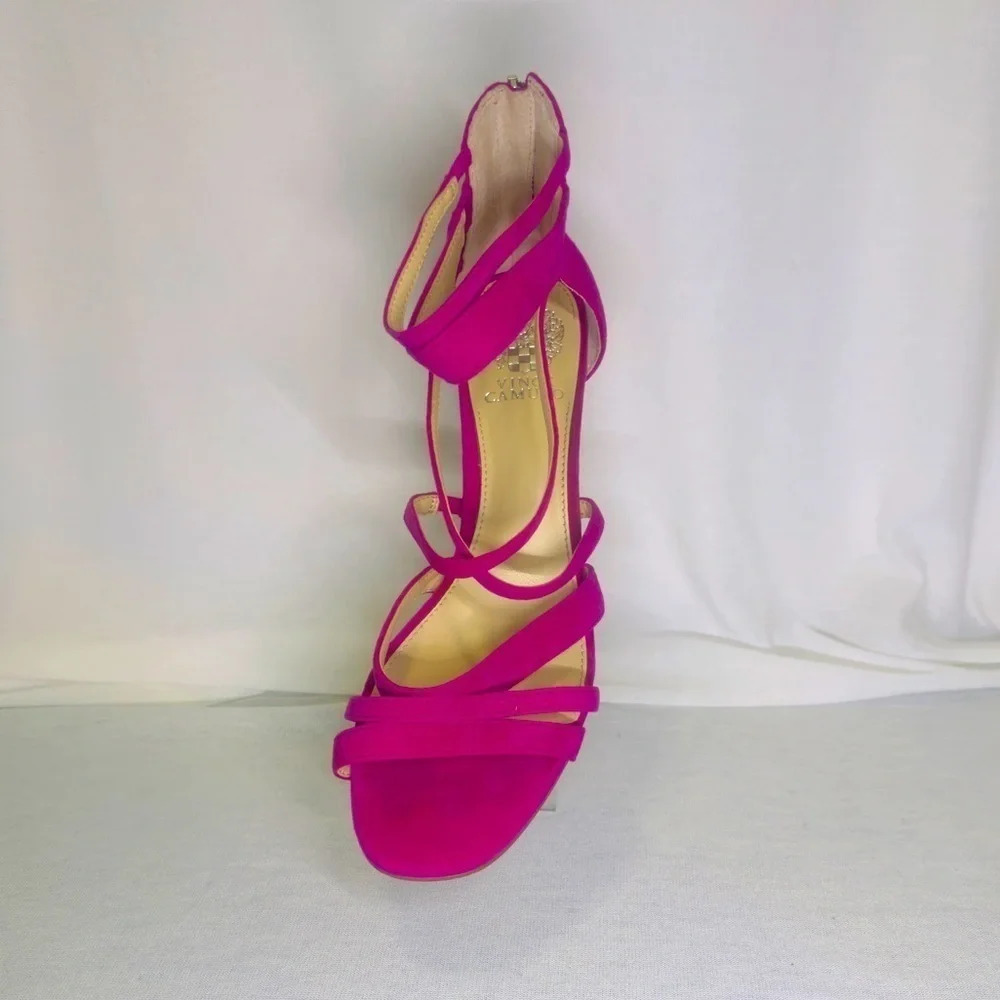Vince Camuto Bunniva Strappy Suede Sandals Dragonfruit color Size 10M - Picture 3 of 13